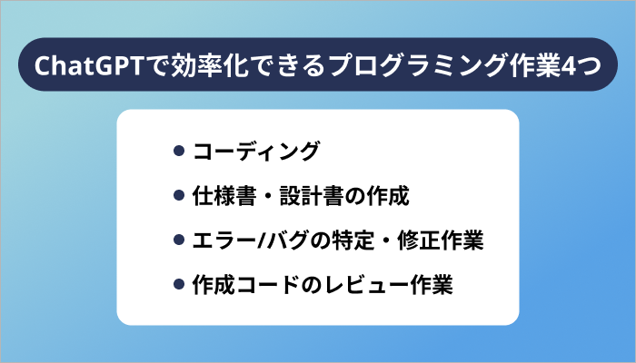 ChatGPTで効率化できるプログラミング作業4つ