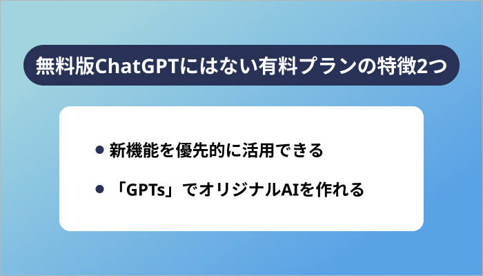 無料版ChatGPTにはない有料プランの特徴2つ
