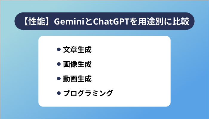 【性能】GeminiとChatGPTを用途別に比較