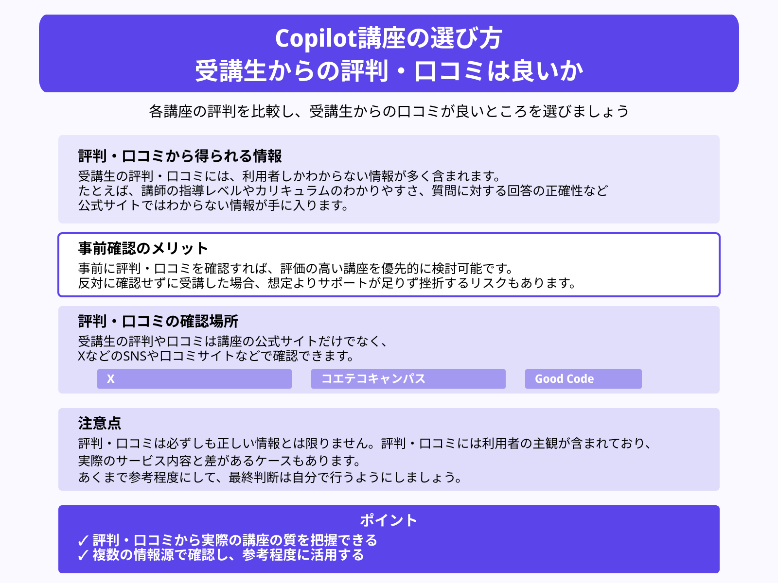 Copilot講座の選び方 受講生からの評判・口コミは良いか