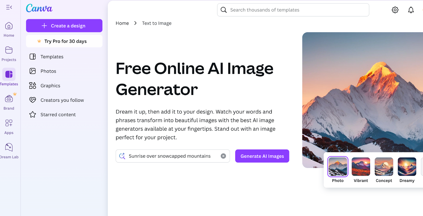 Canva AI Image Generator