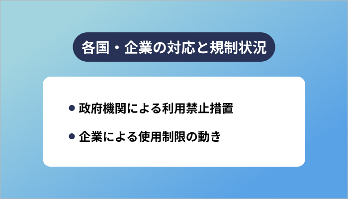 各国・企業の対応と規制状況