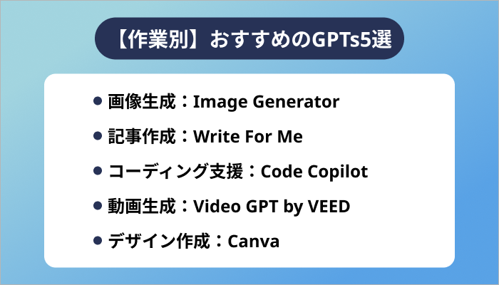 【作業別】おすすめのGPTs5選