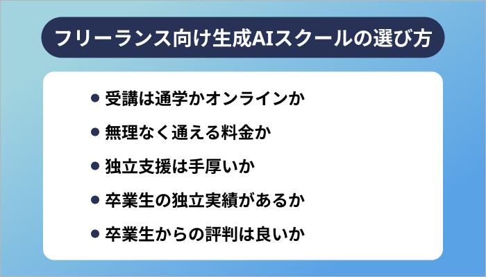 フリーランス向け生成AIスクールの選び方