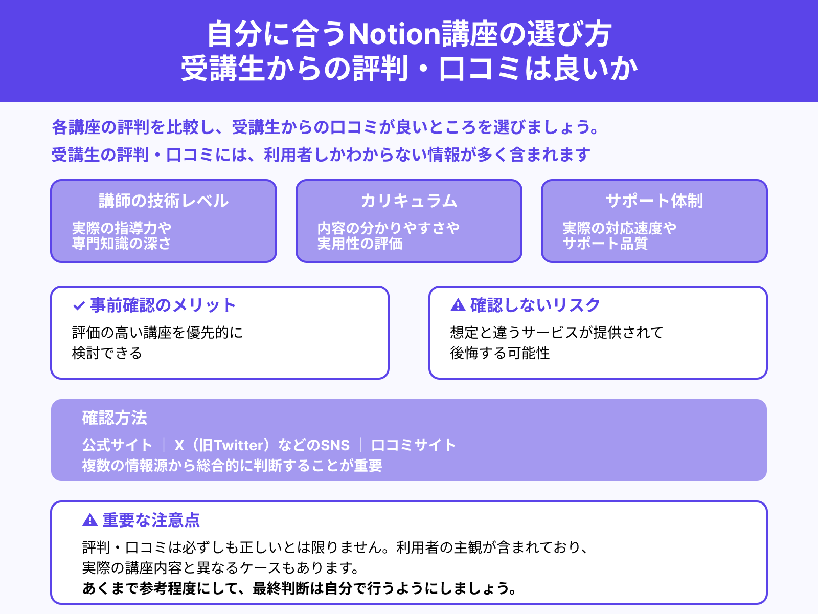 自分に合うNotion講座の選び方 受講生からの評判・口コミは良いか