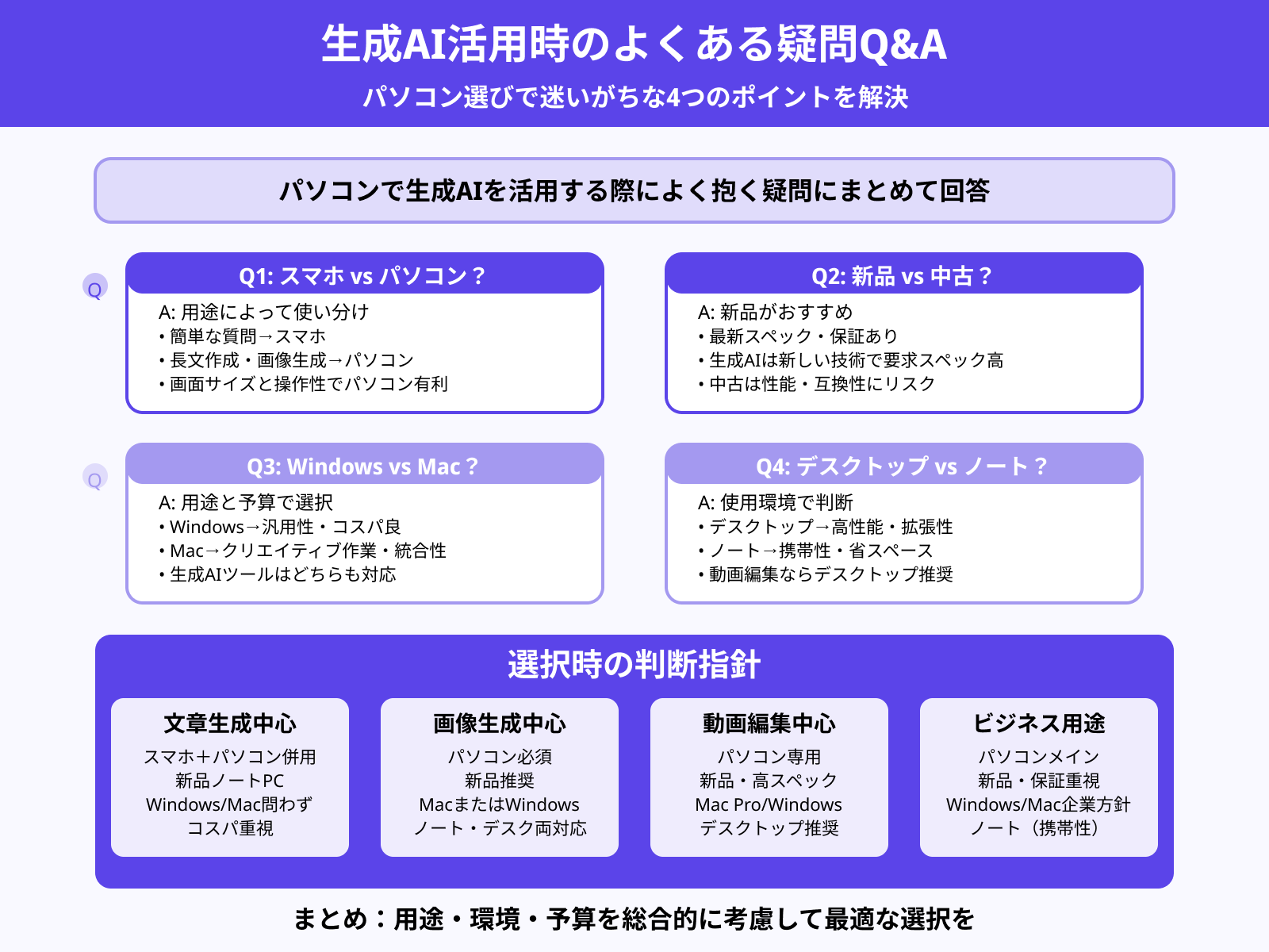 パソコンで生成AIを活用する際によく抱く疑問