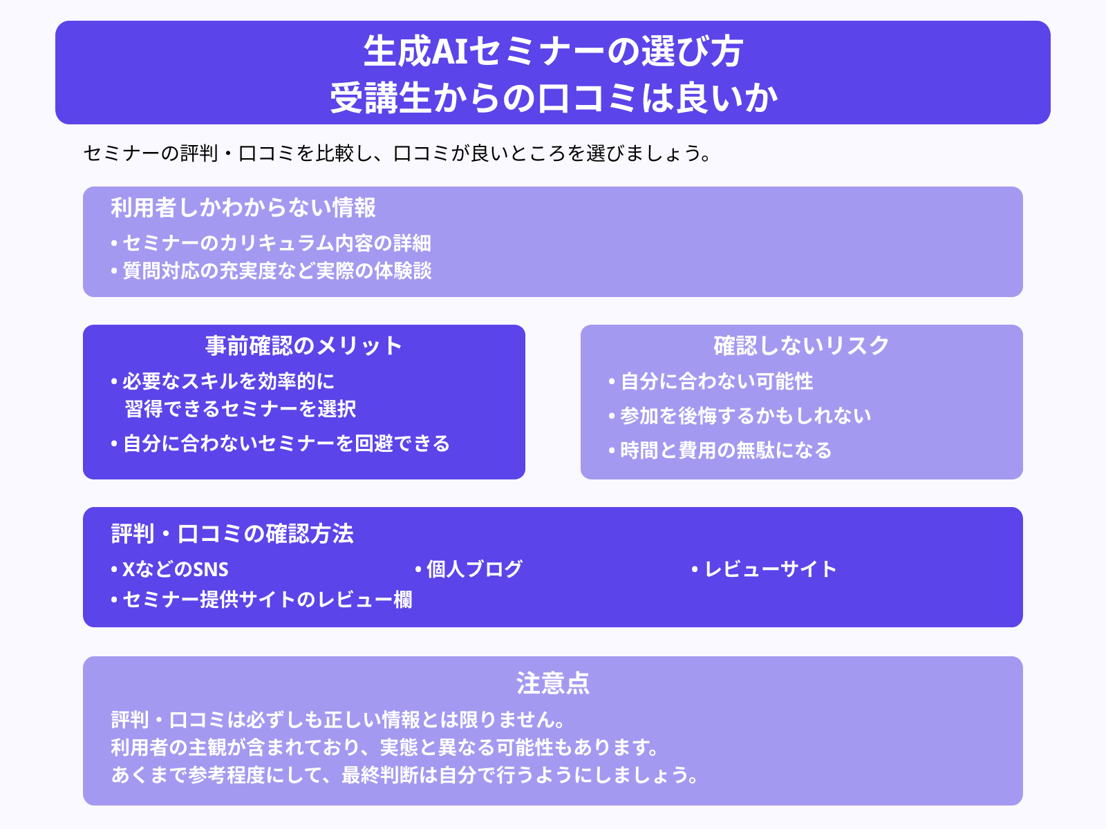 生成AIセミナーの選び方 受講生からの口コミは良いか