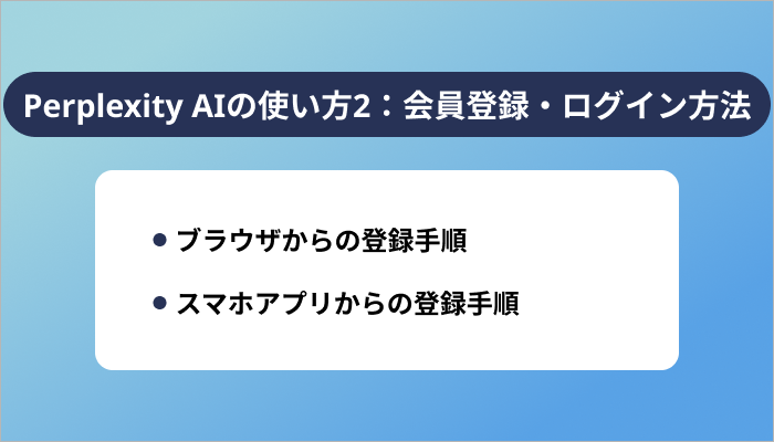 Perplexity AIの使い方2:会員登録・ログイン方法