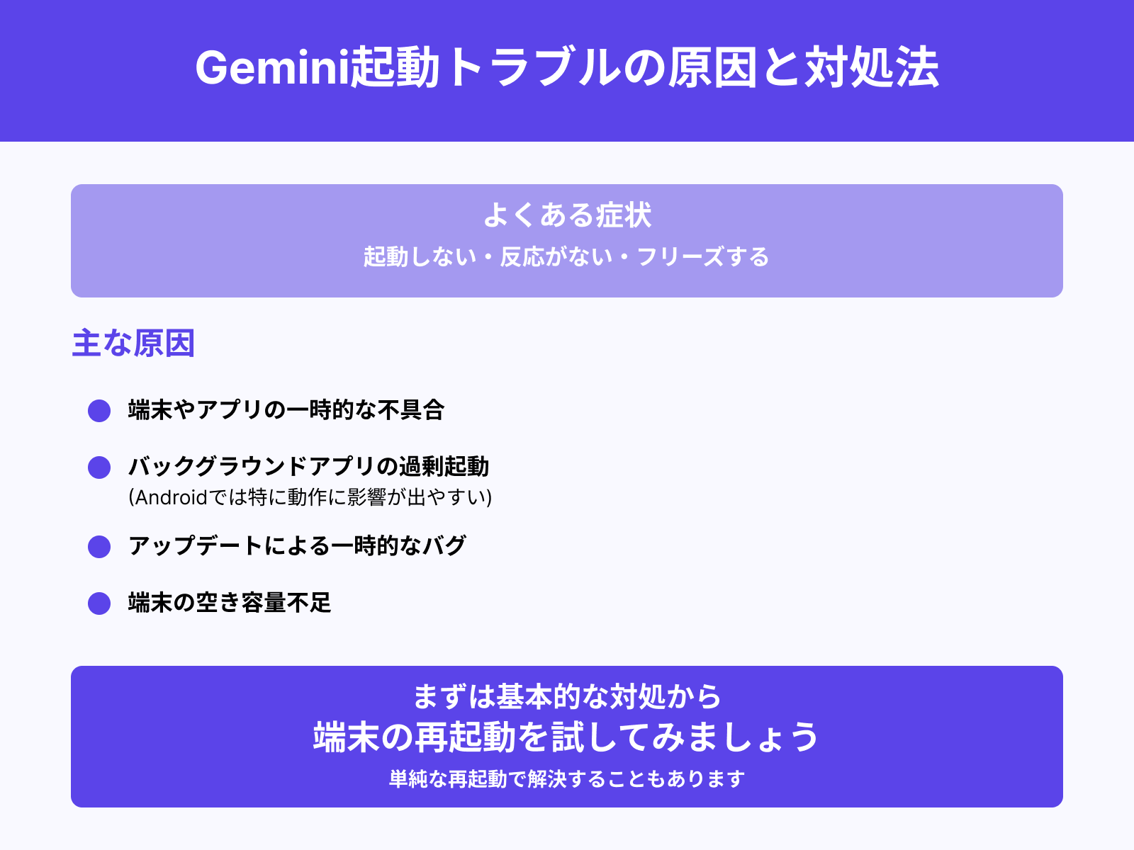 起動しない・応答がない・操作不能
