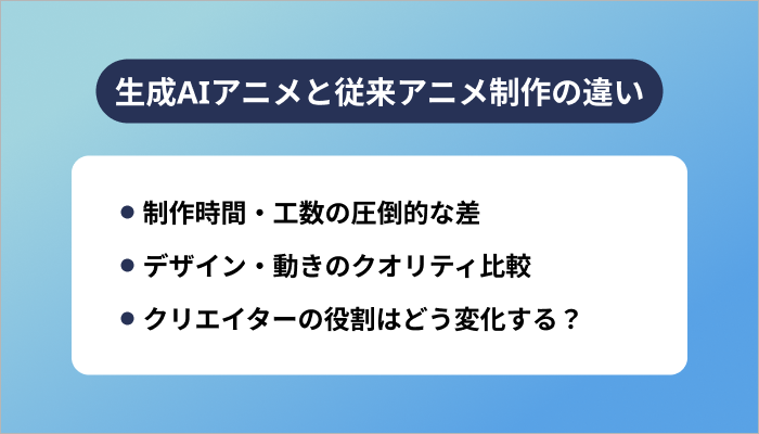 生成AIアニメと従来アニメ制作の違い