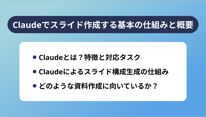 Claudeでスライド作成は可能?基本の仕組みと概要