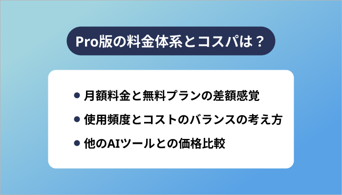 Pro版の料金体系とコスパは?