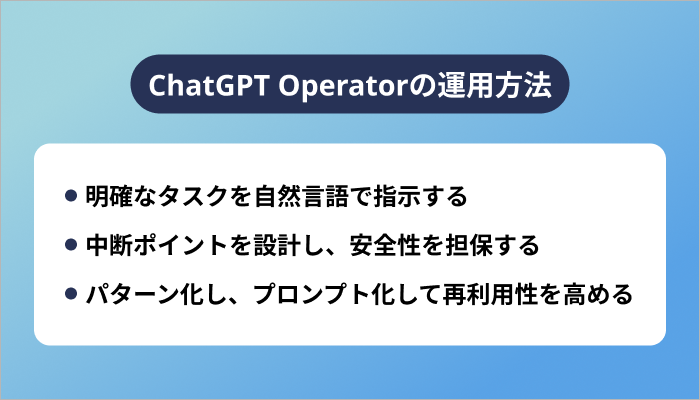 ChatGPT Operatorの運用方法