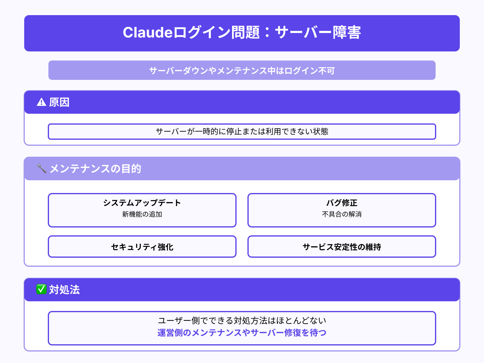 サーバー側の障害やメンテナンス