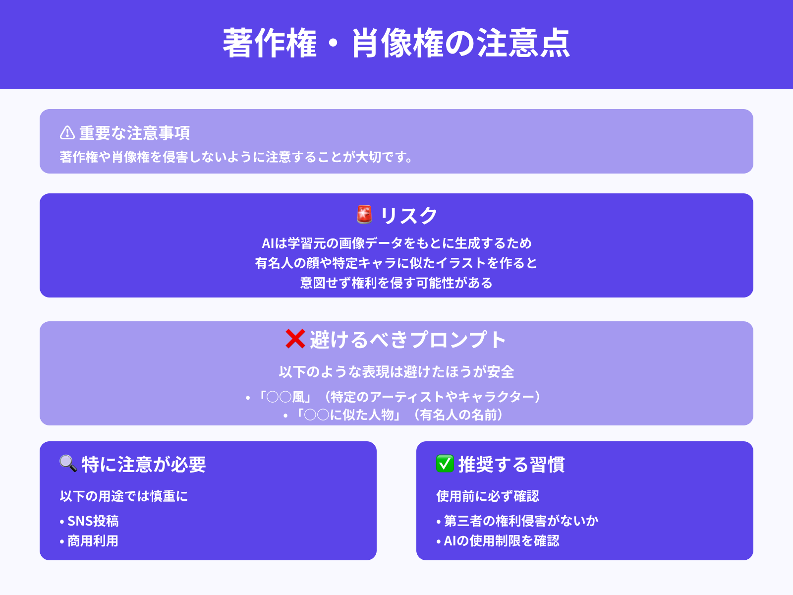 著作権・肖像権を侵害しない素材選定が必須