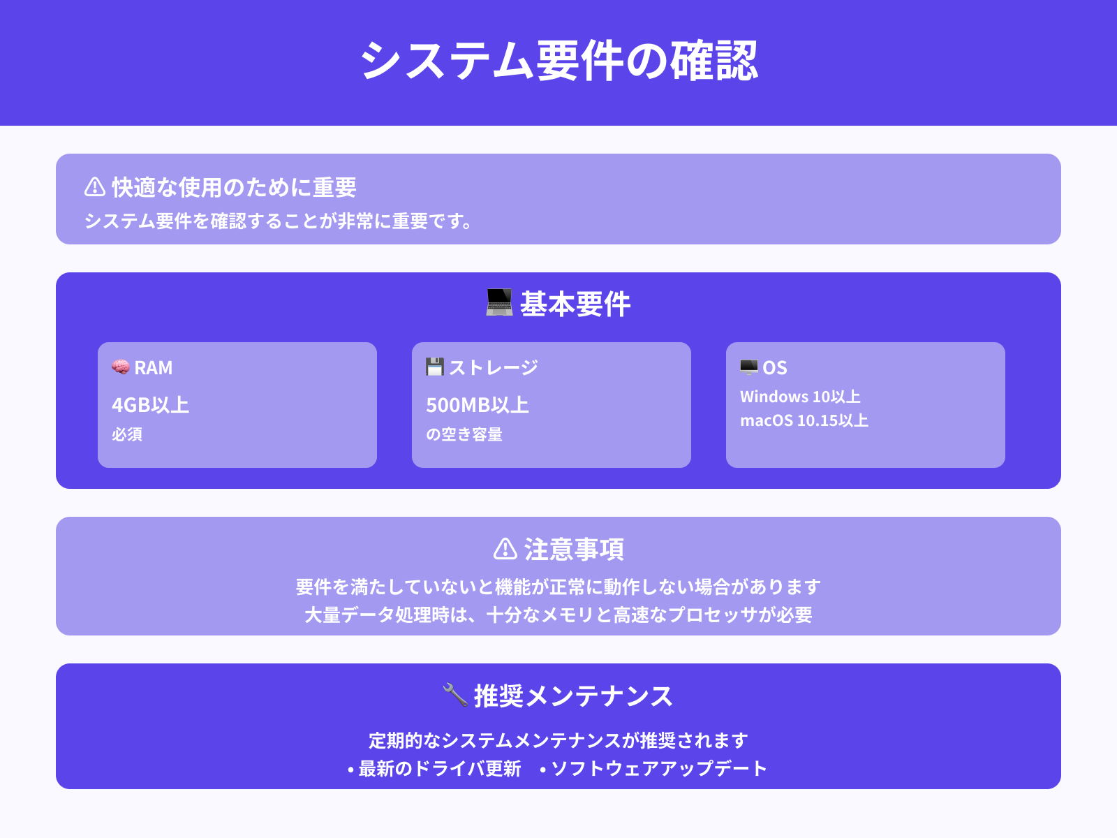 システム要件の確認