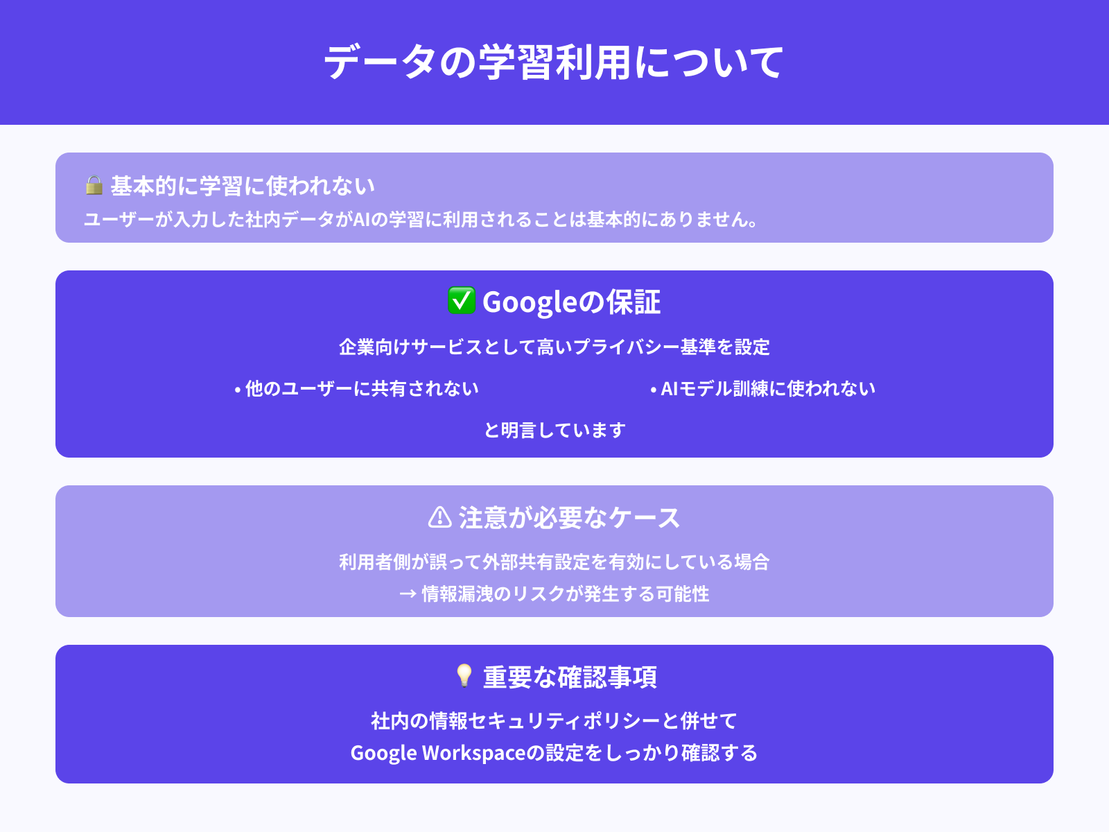 入力した社内データは学習に使えない？
