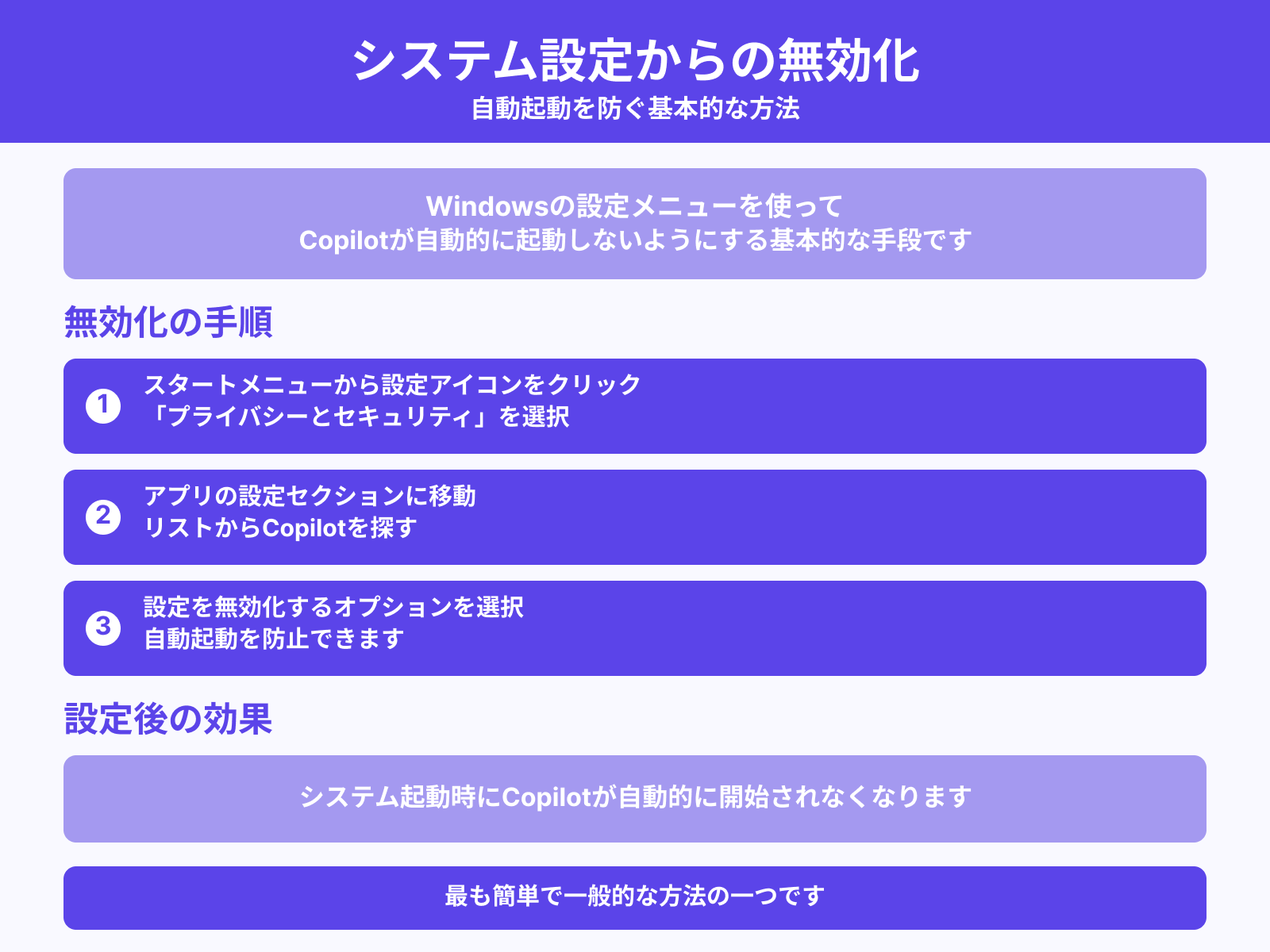 システム設定からの無効化方法
