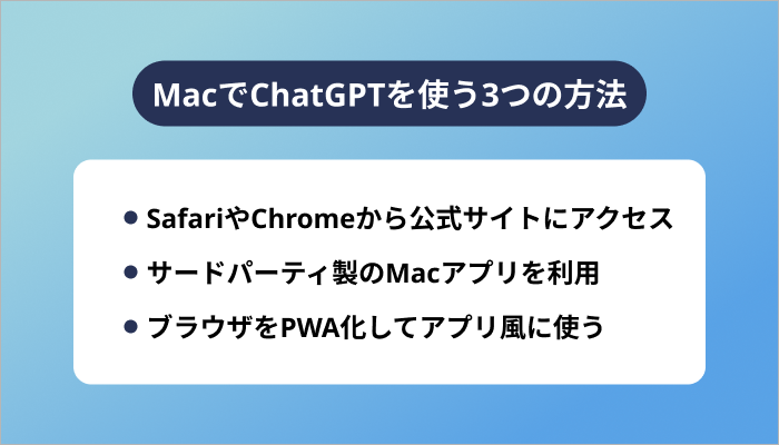 MacでChatGPTを使う3つの方法