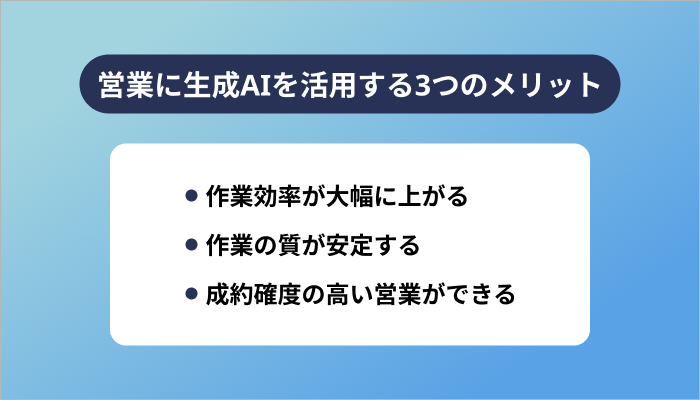 営業に生成AIを活用する3つのメリット
