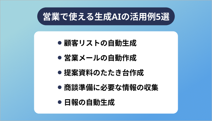 営業で使える生成AIの活用例5選