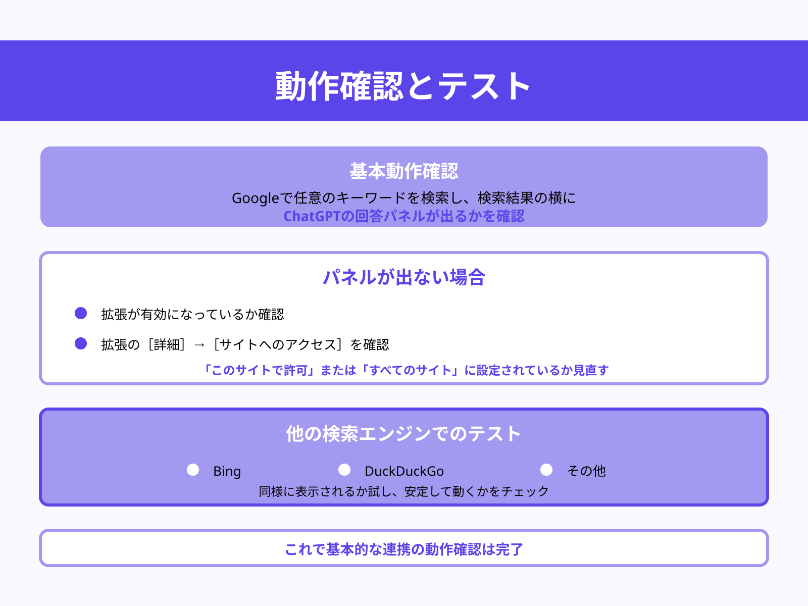 ステップ4:Google検索で動作テスト