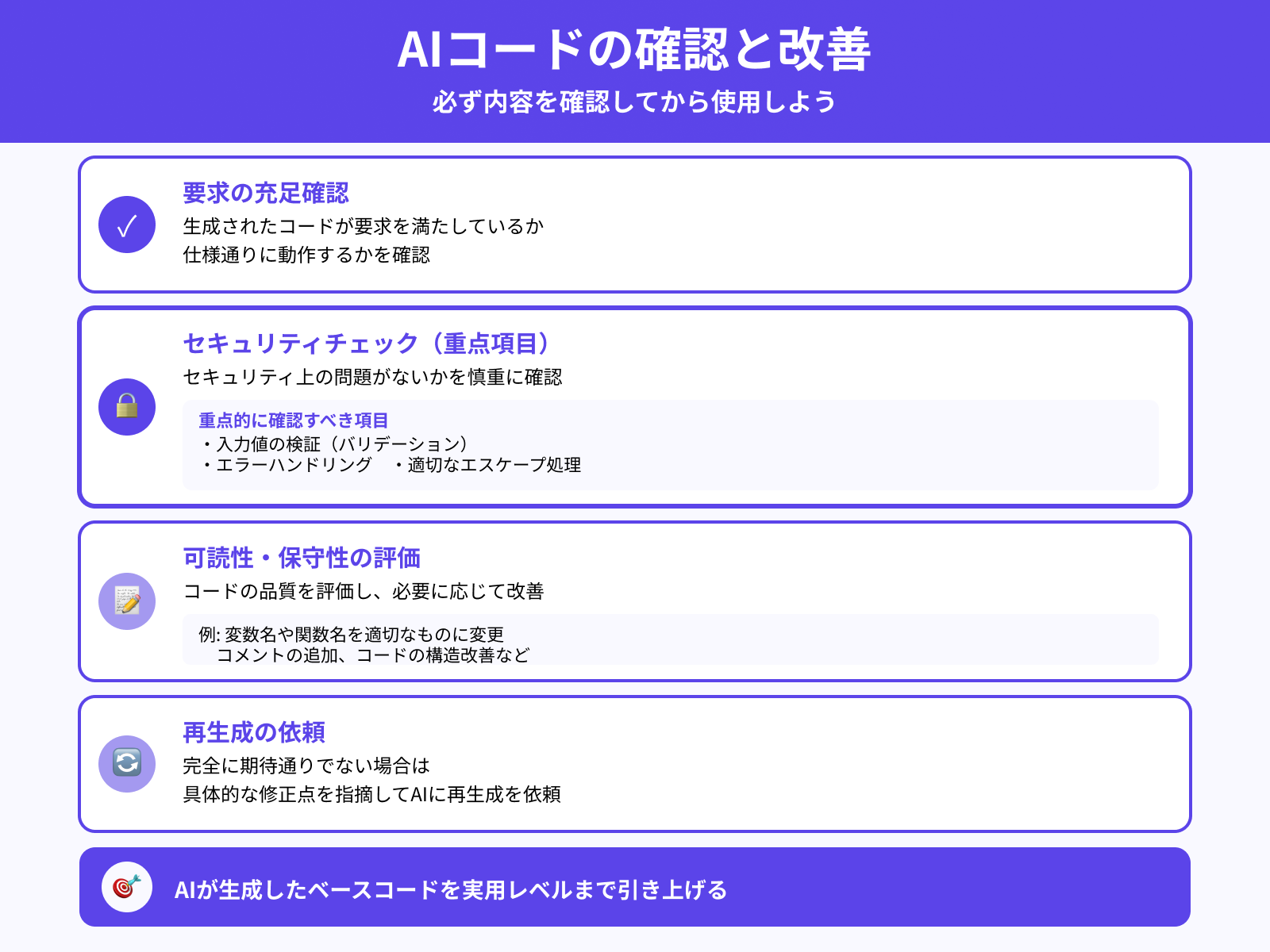 ステップ2:Claudeの提案コードを確認・修正