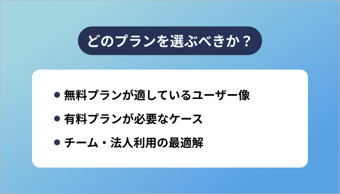 どのプランを選ぶべきか?