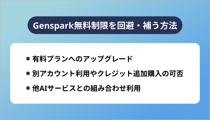 Genspark無料制限を回避・補う方法