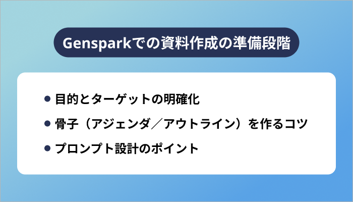 Gensparkでの資料作成の準備段階