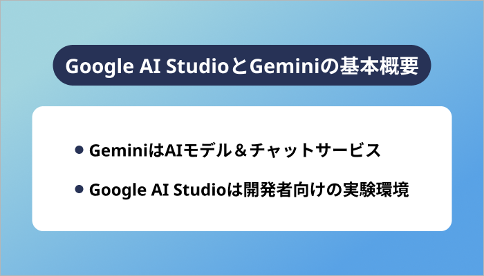 Google AI StudioとGeminiの基本概要
