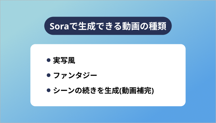 Soraで生成できる動画の種類