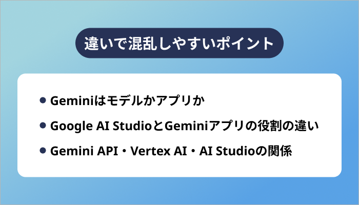Google AI StudioとGeminiの違いで混乱しやすいポイント