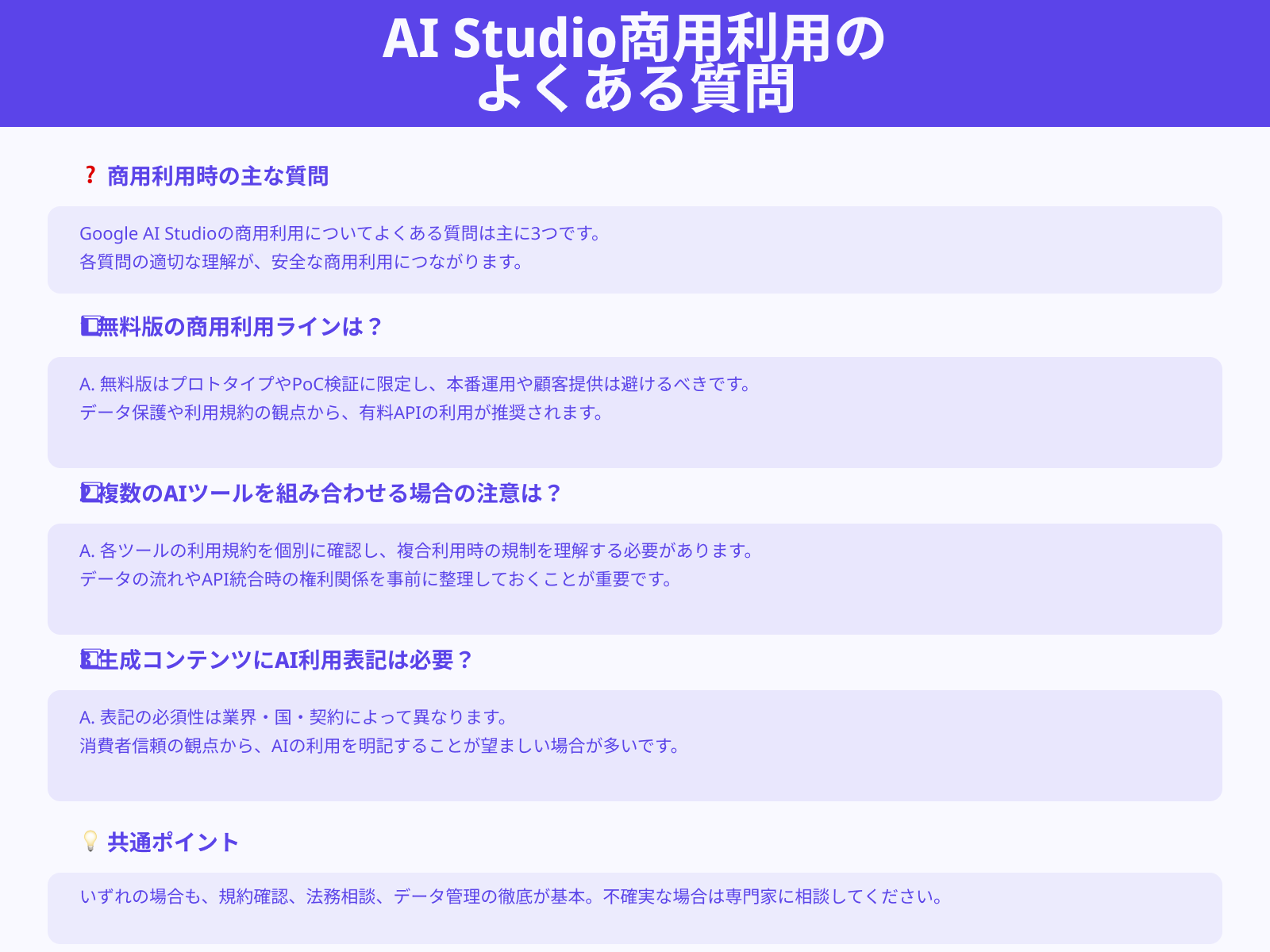 Google AI Studioの商用利用についてよくある質問