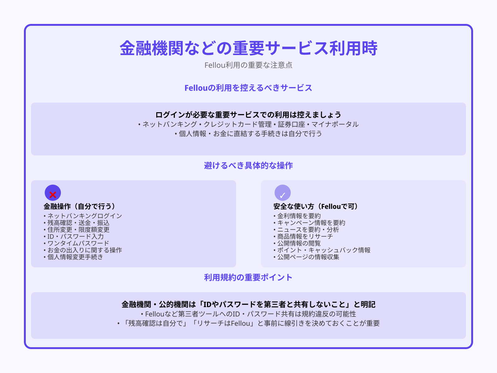 ログインが必要な重要サービスでは利用を控える