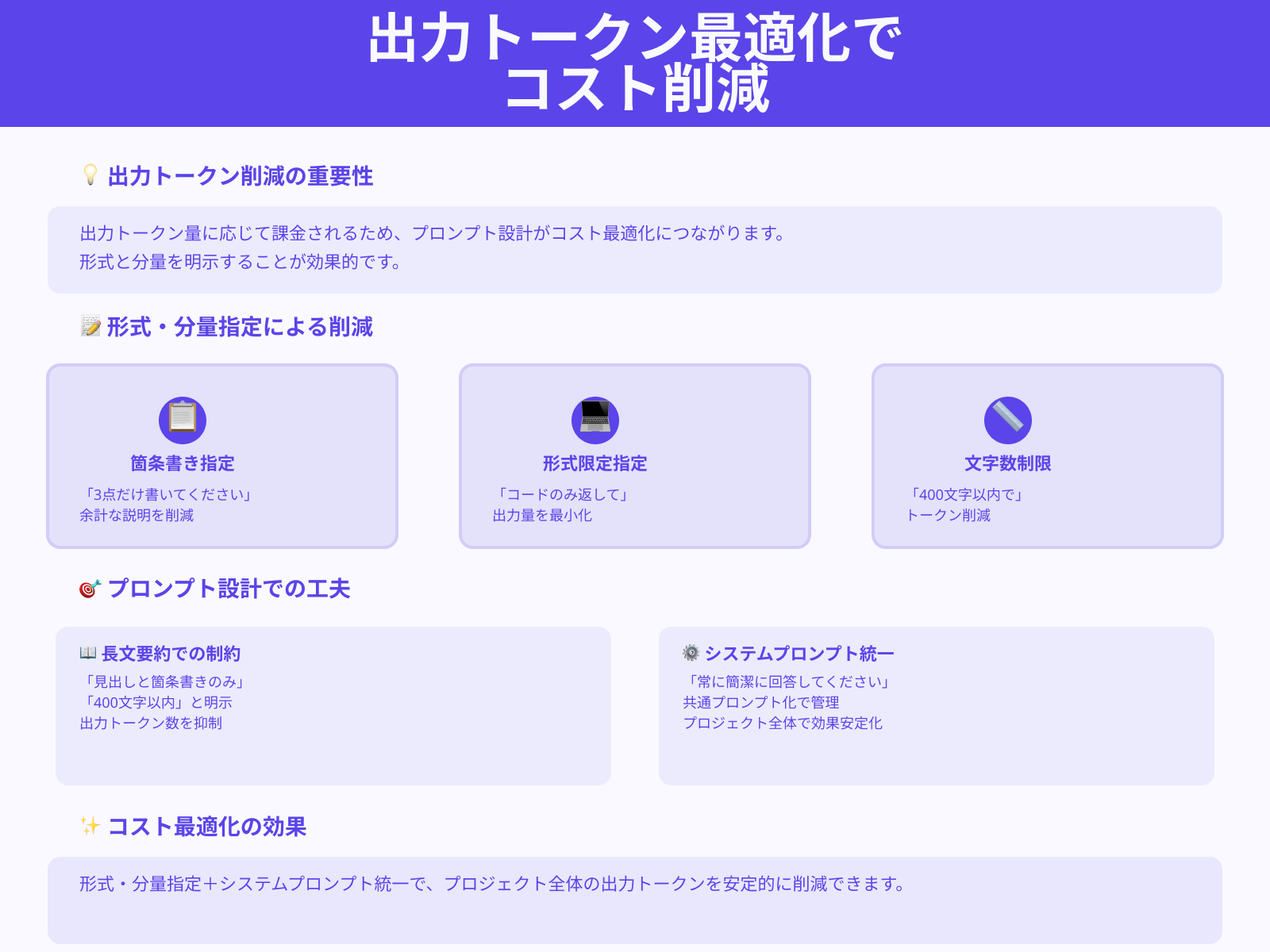 出力最小化のプロンプトを利用する