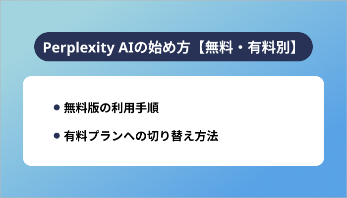 Perplexity AIの始め方【無料・有料別】