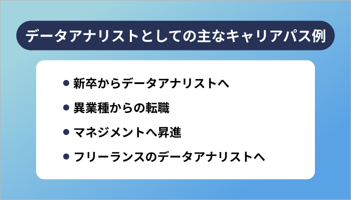 データアナリストとしての主なキャリアパス例を教えて