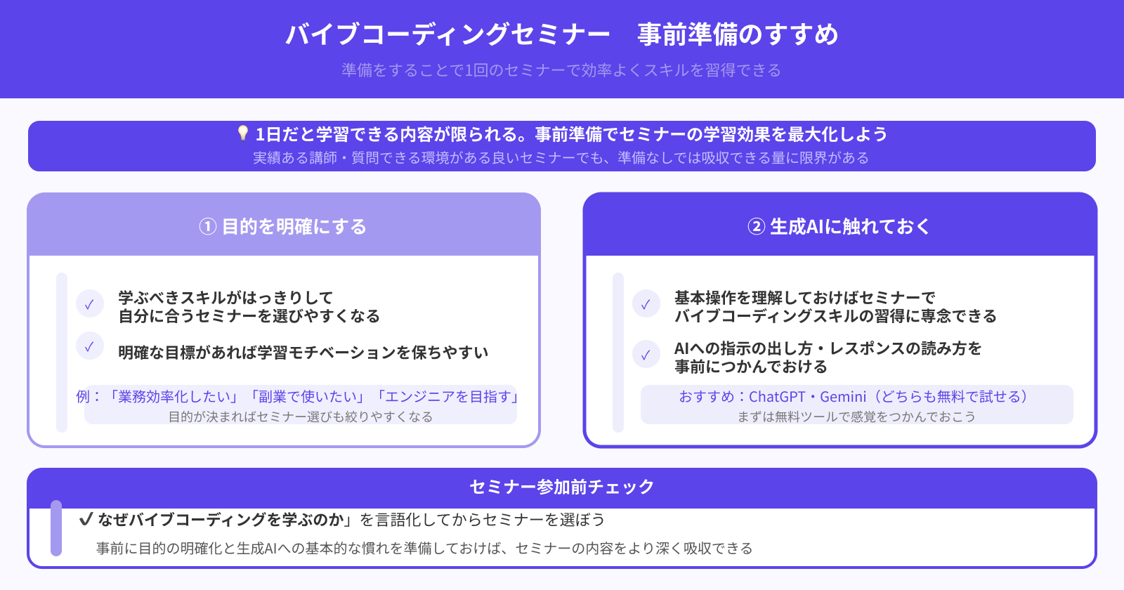 1回の参加で必要なスキルは習得できる？