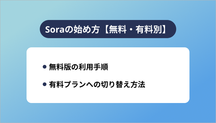 Soraの始め方【無料・有料別】