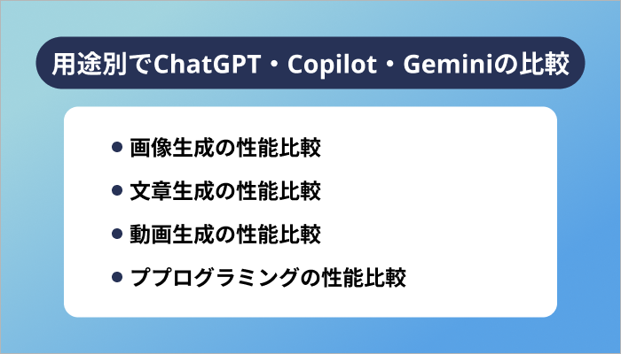用途別でChatGPT・Copilot・Geminiを比べてみた