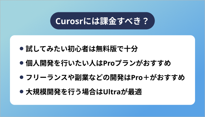 Curosrには課金すべき?