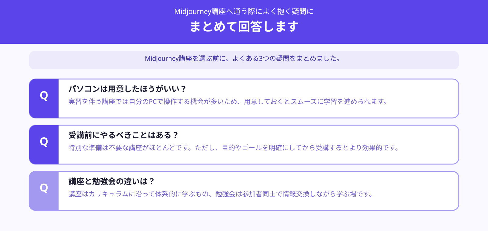 Midjourney講座へ通う際によく抱く疑問
