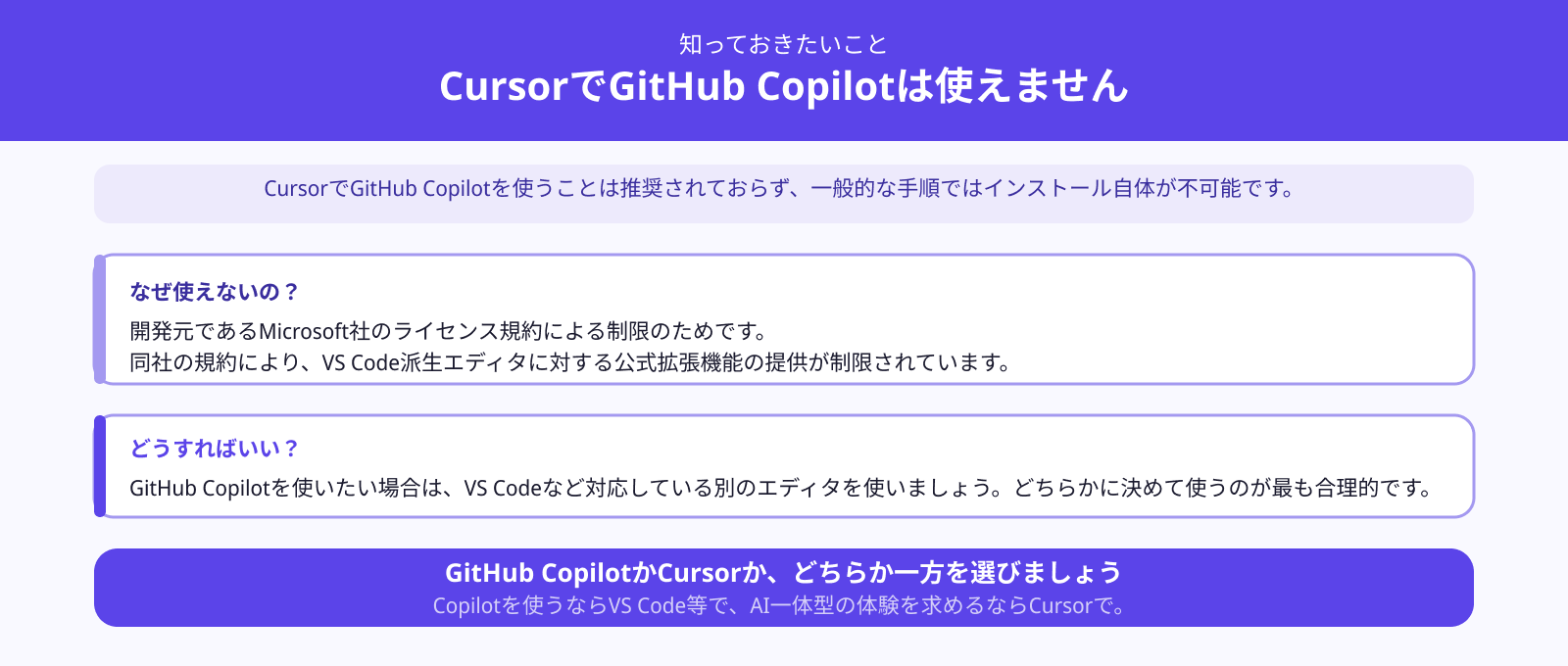 CursorでGitHub Copilotは使える？