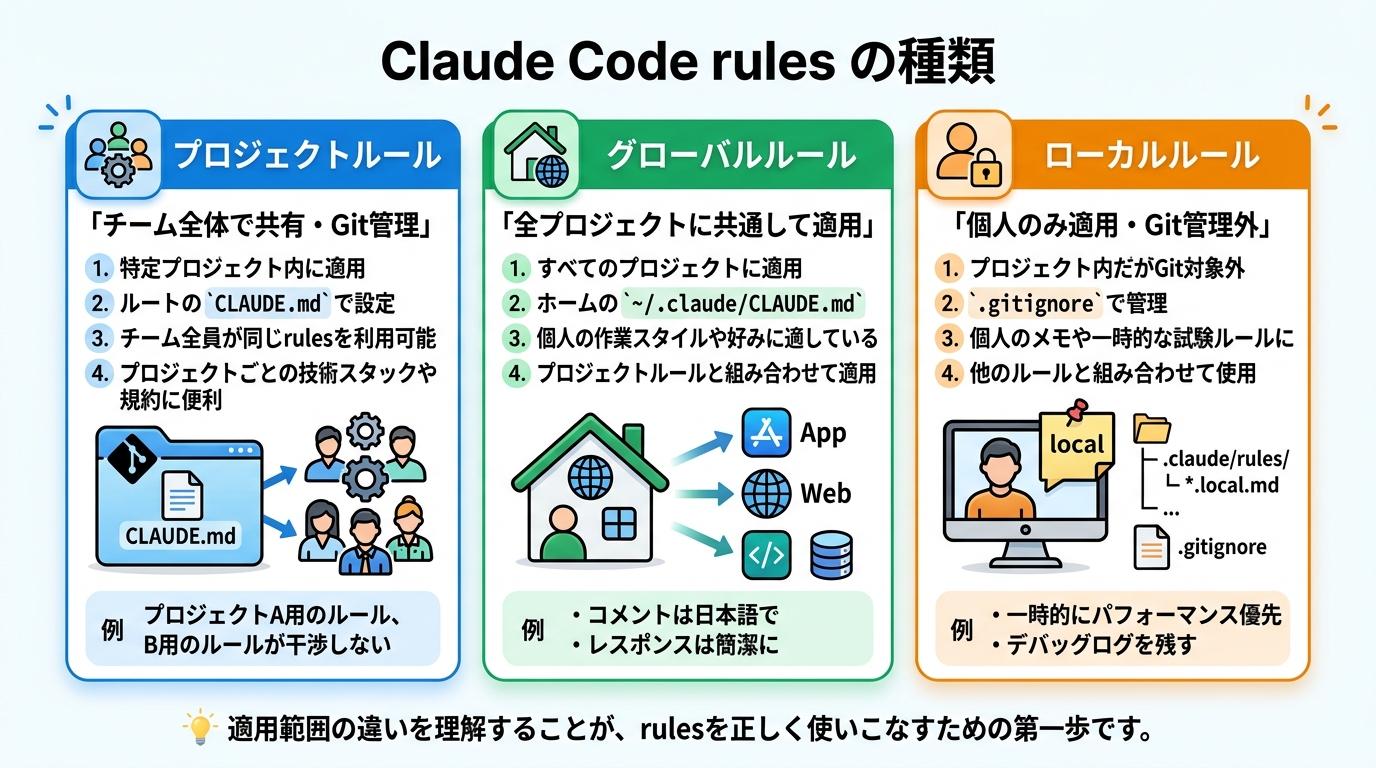 Claude Code rulesの種類