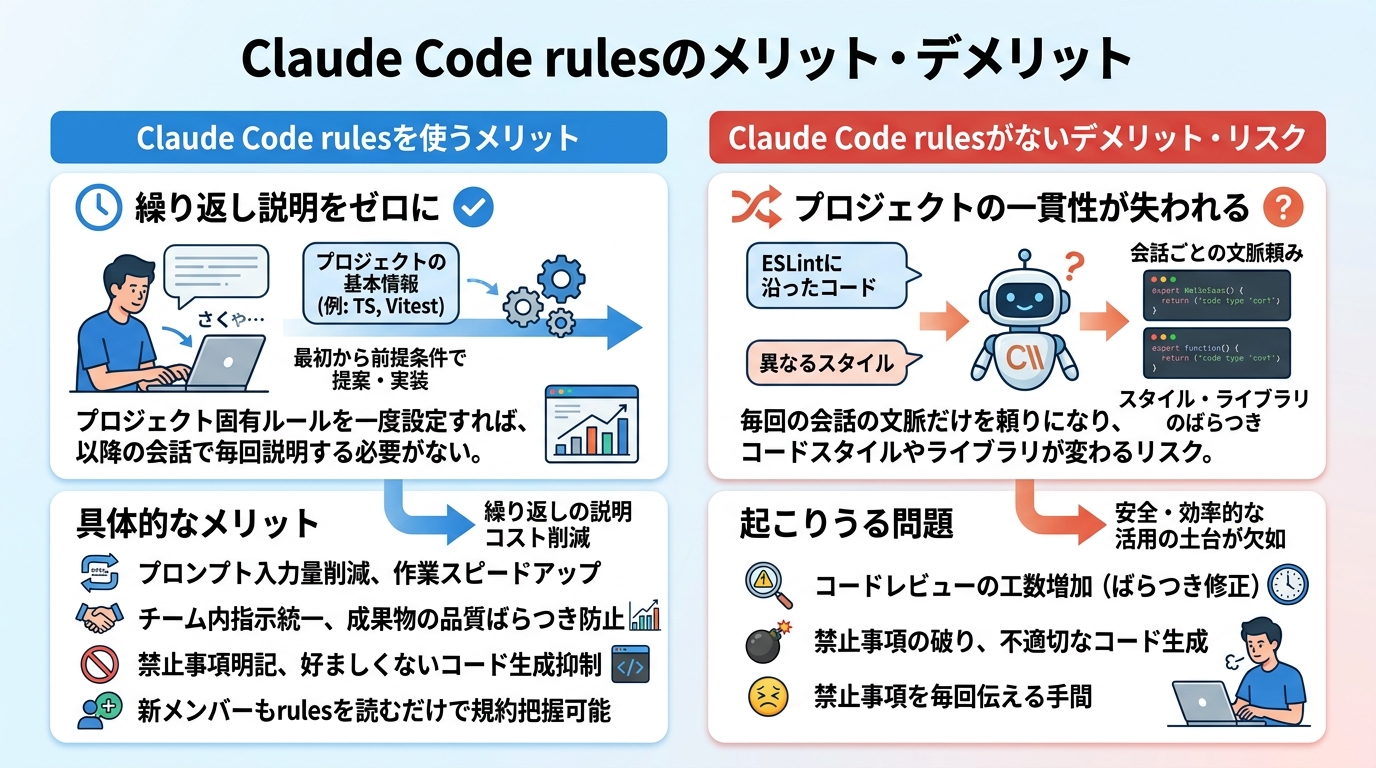 Claude Code rulesのメリット・デメリット