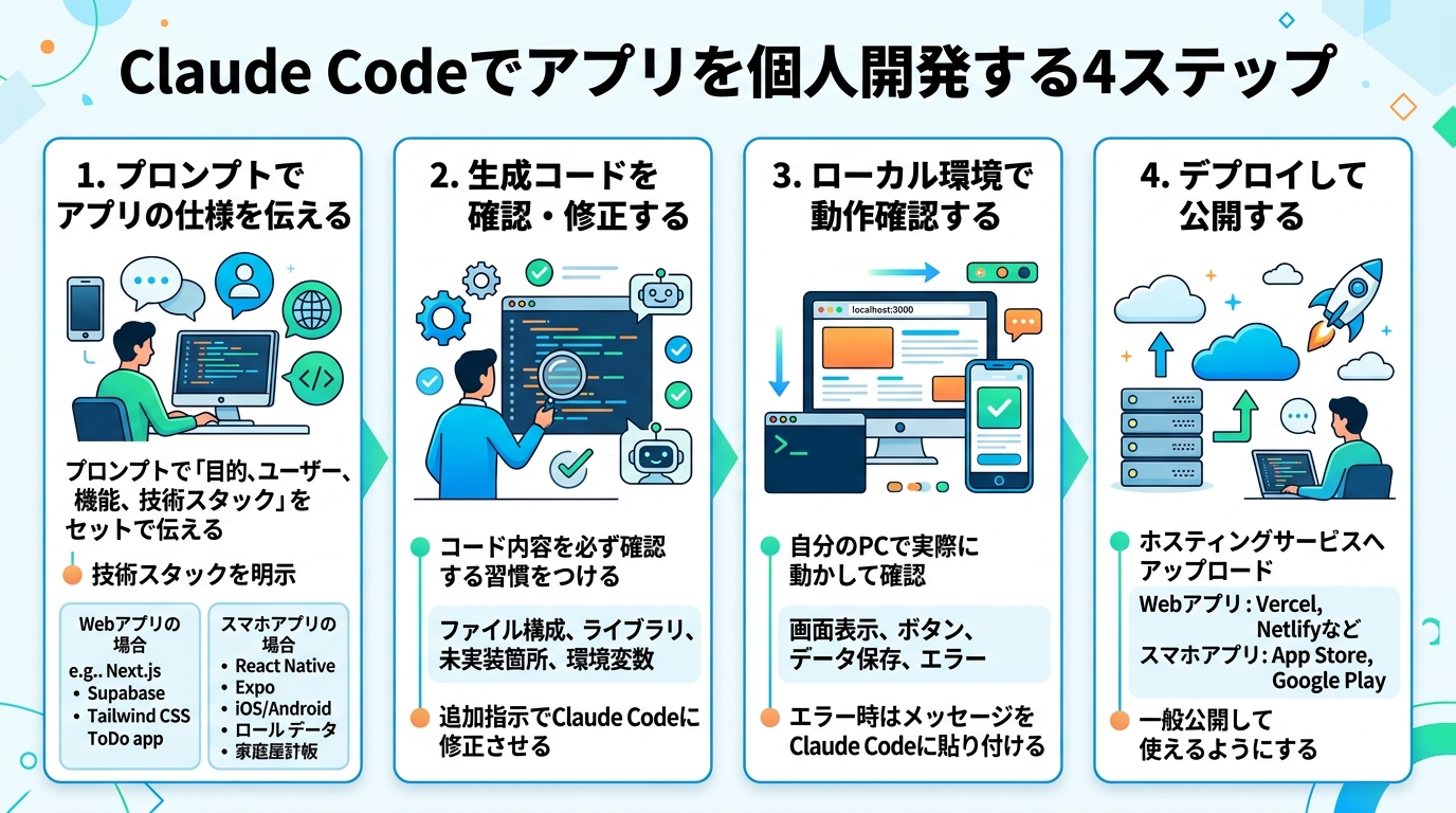 Claude Codeでアプリを個人開発する4ステップ