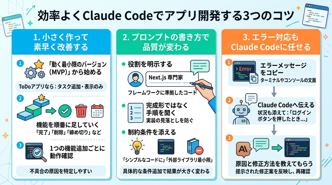 効率よくClaude Codeでアプリ開発する3つのコツ