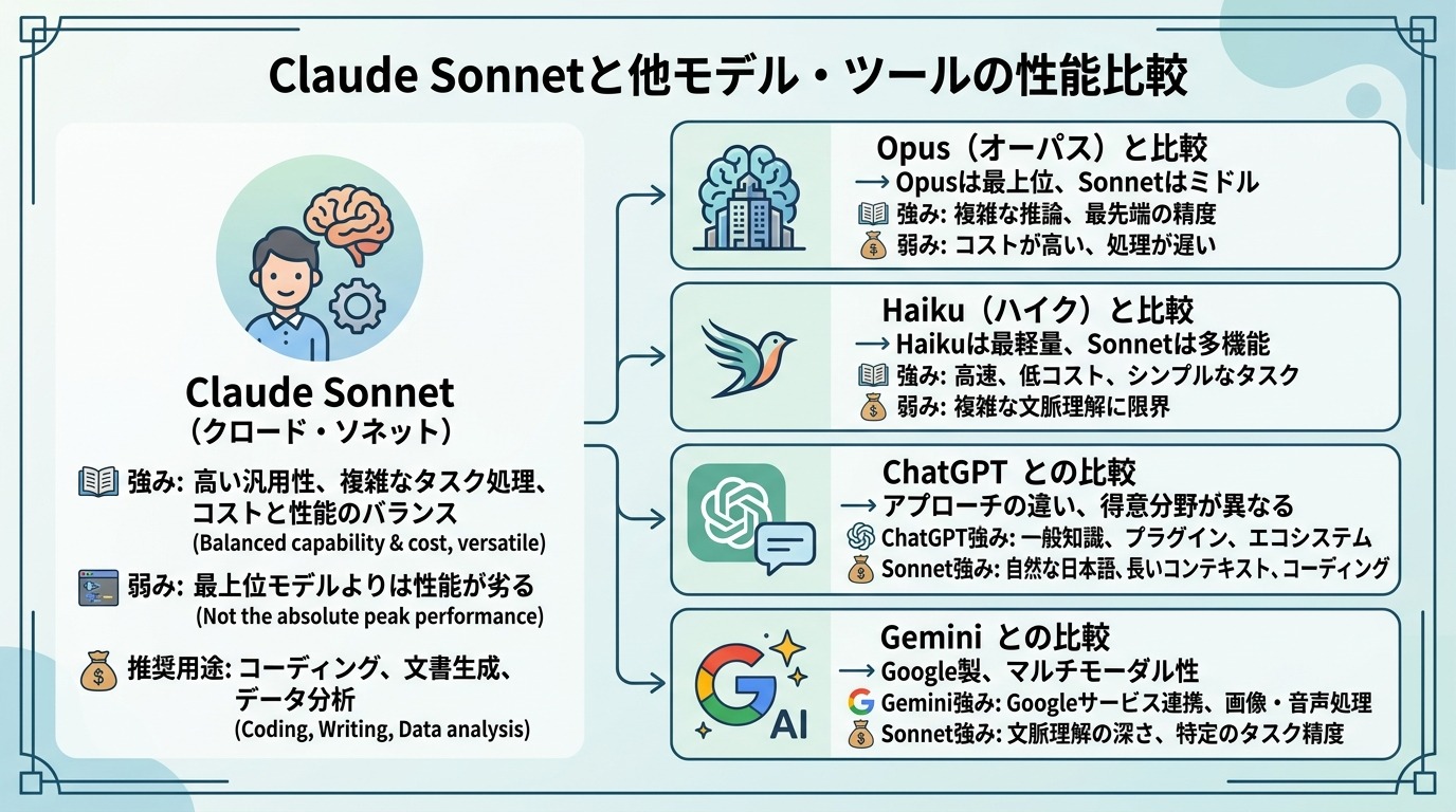 Claude Sonnetと他モデル・ツールの性能比較