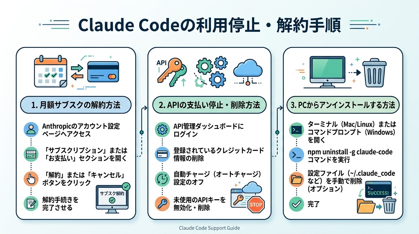 Claude Codeの利用停止・解約手順